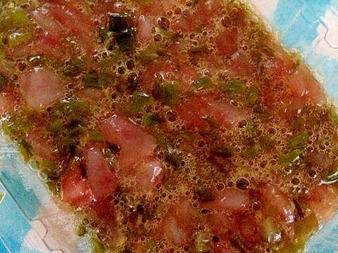 叩きマグロとめかぶのわさび醤油和え★